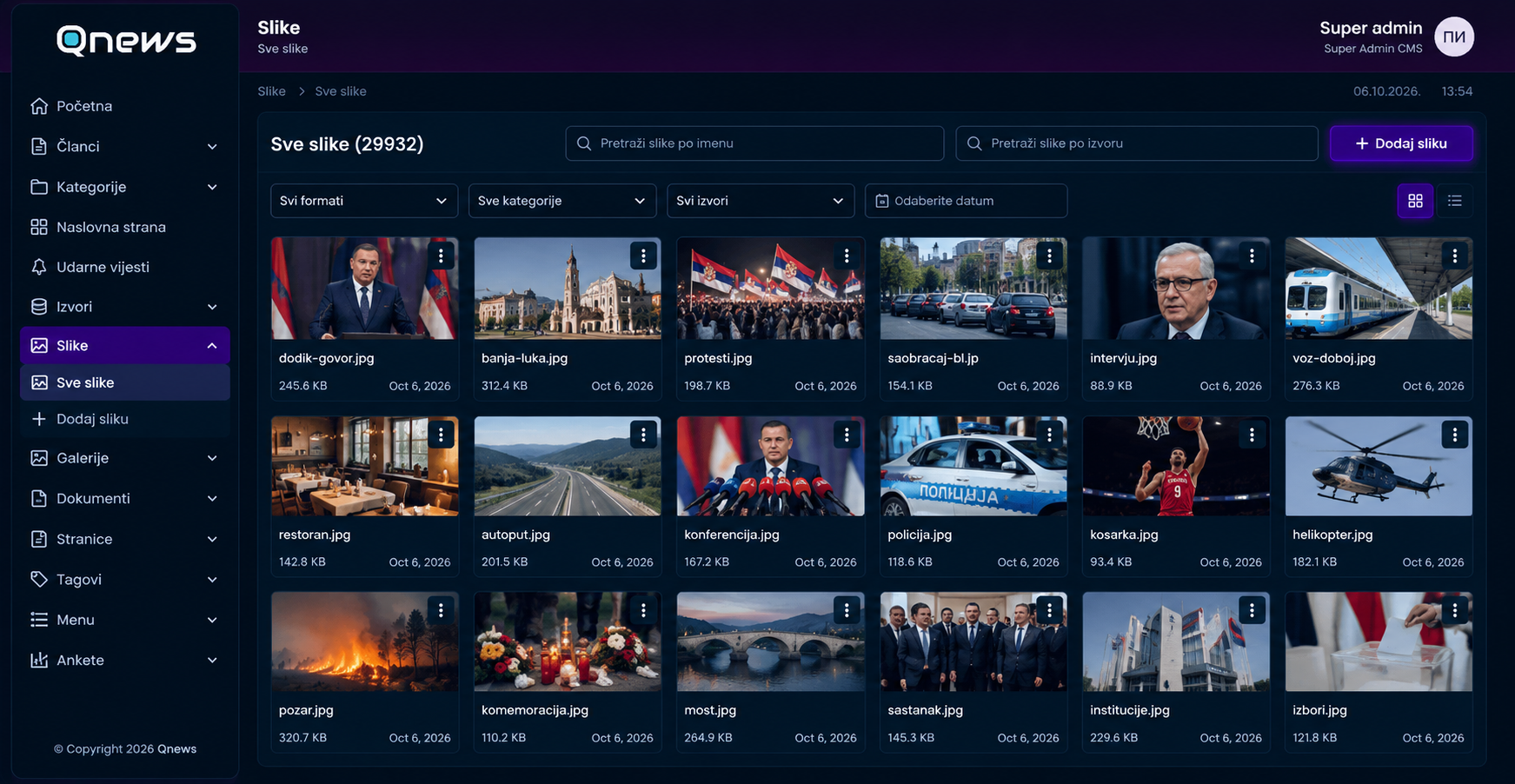 QNews media library with image search and organization